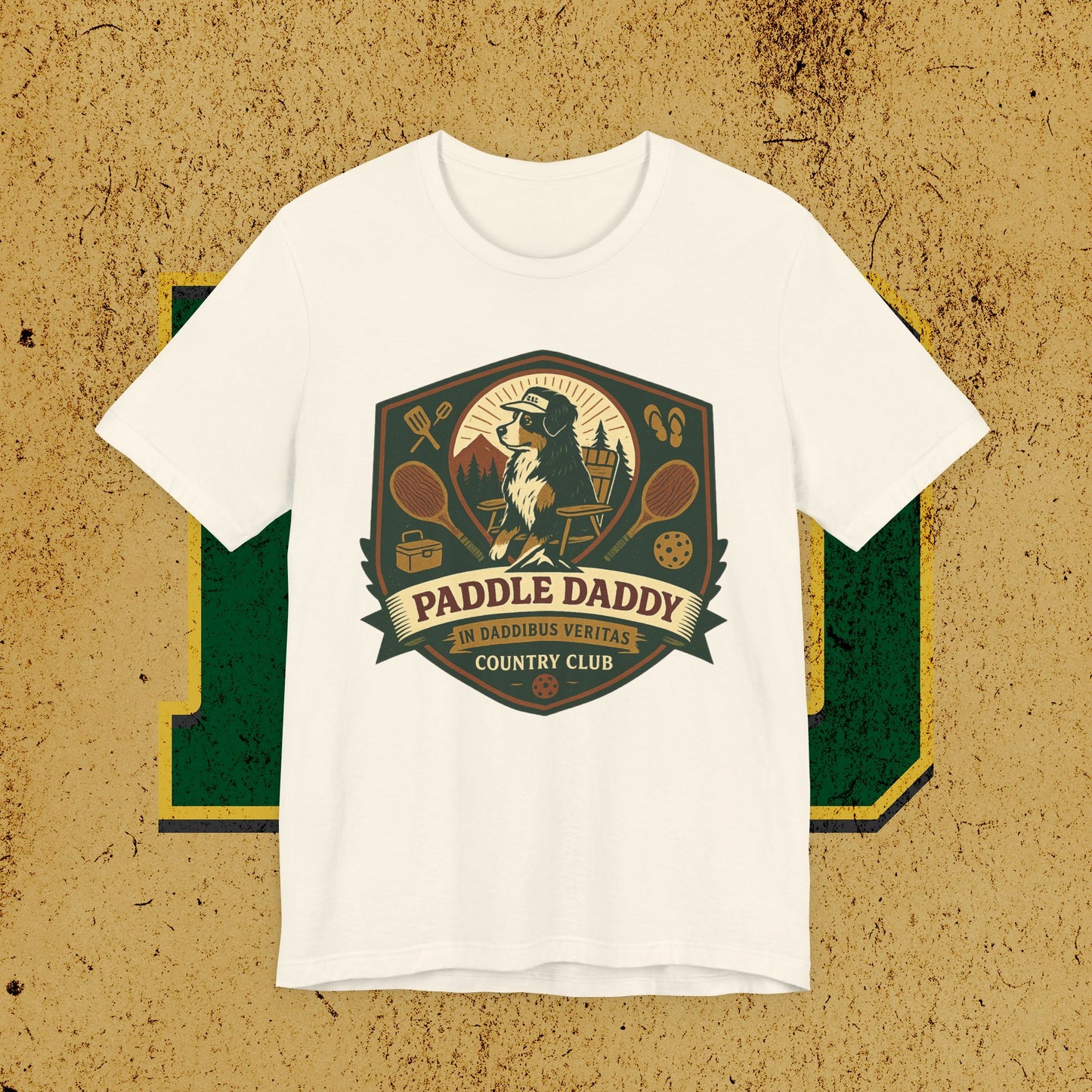 Paddle Daddy Country Club T-Shirt  Chloe Dog Graphic Tee, Funny Pickleball & Grill Shirt, In Daddibus Veritas Dadcore Apparel