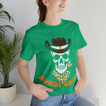 Howdy Ghoul Skeleton Sheriff Retro Halloween Unisex Jersey Short Sleeve Tee Gifts for her