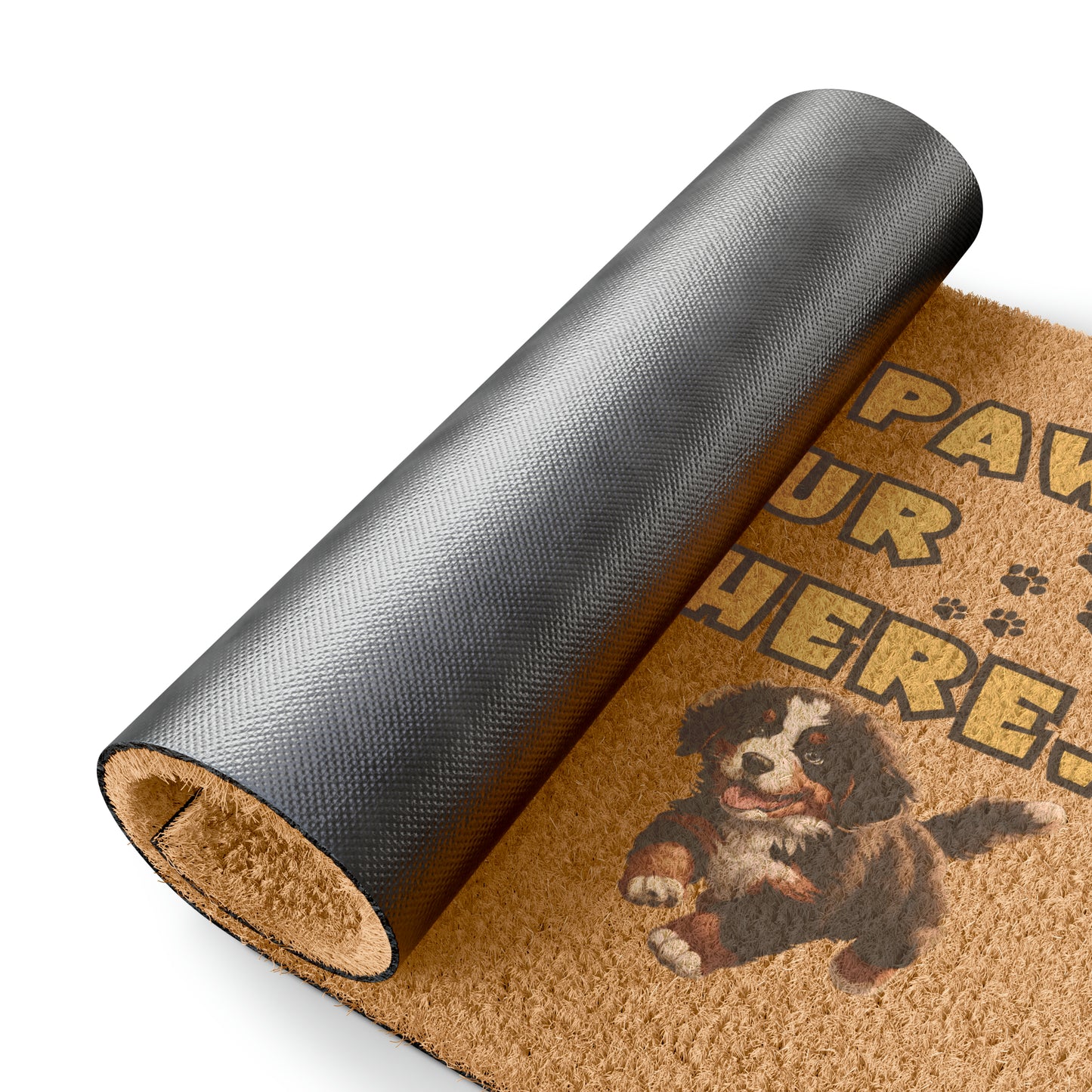 Wipe Your Paws (and Your Troubles) Here' Bernese Mountain Dog Puppies Doormat | 24" x 16" | Outdoor Coir Welcome Mat