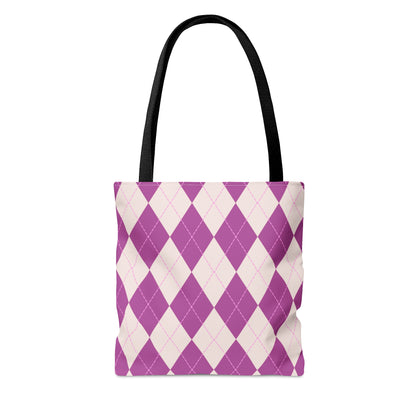 Bernese Mountain Dog Tote Bag | AOP Purple Rhombus Pattern | 'When the Going Gets Ruff, the Ruff Get Going' SWAT Gear Dog Art