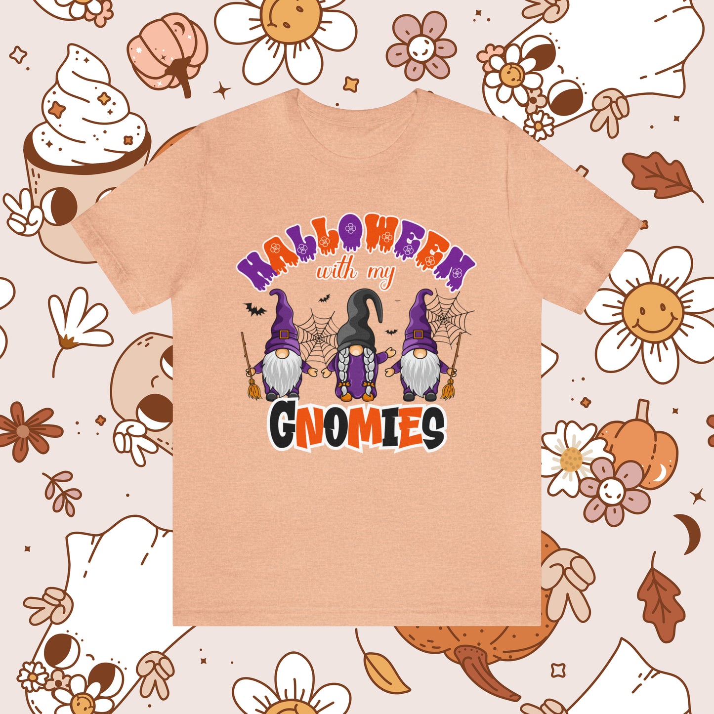 Halloween with my Gnomies Unisex Jersey Short Sleeve Tee Gifts for Him Gifts for Her