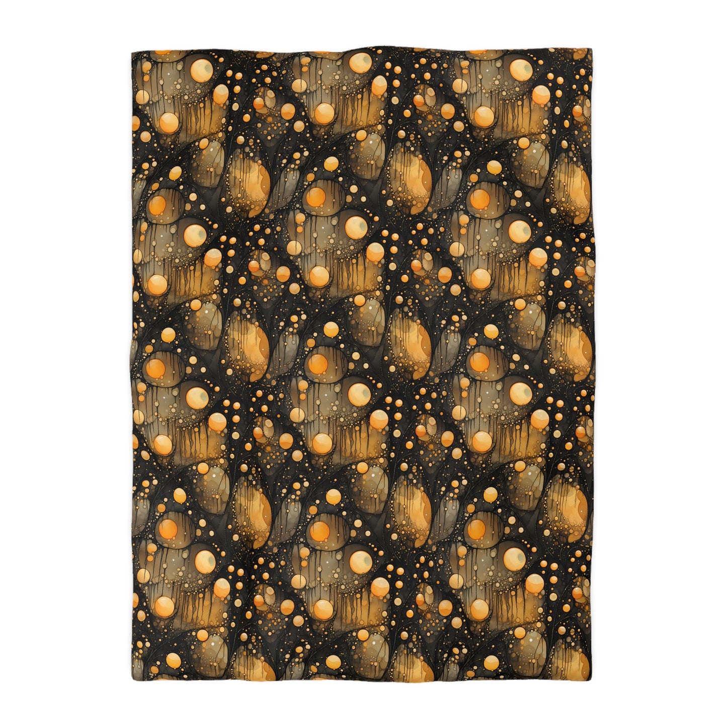 Halloween Yellow Orange Floating Blobs and Dark Microfiber Duvet Cover