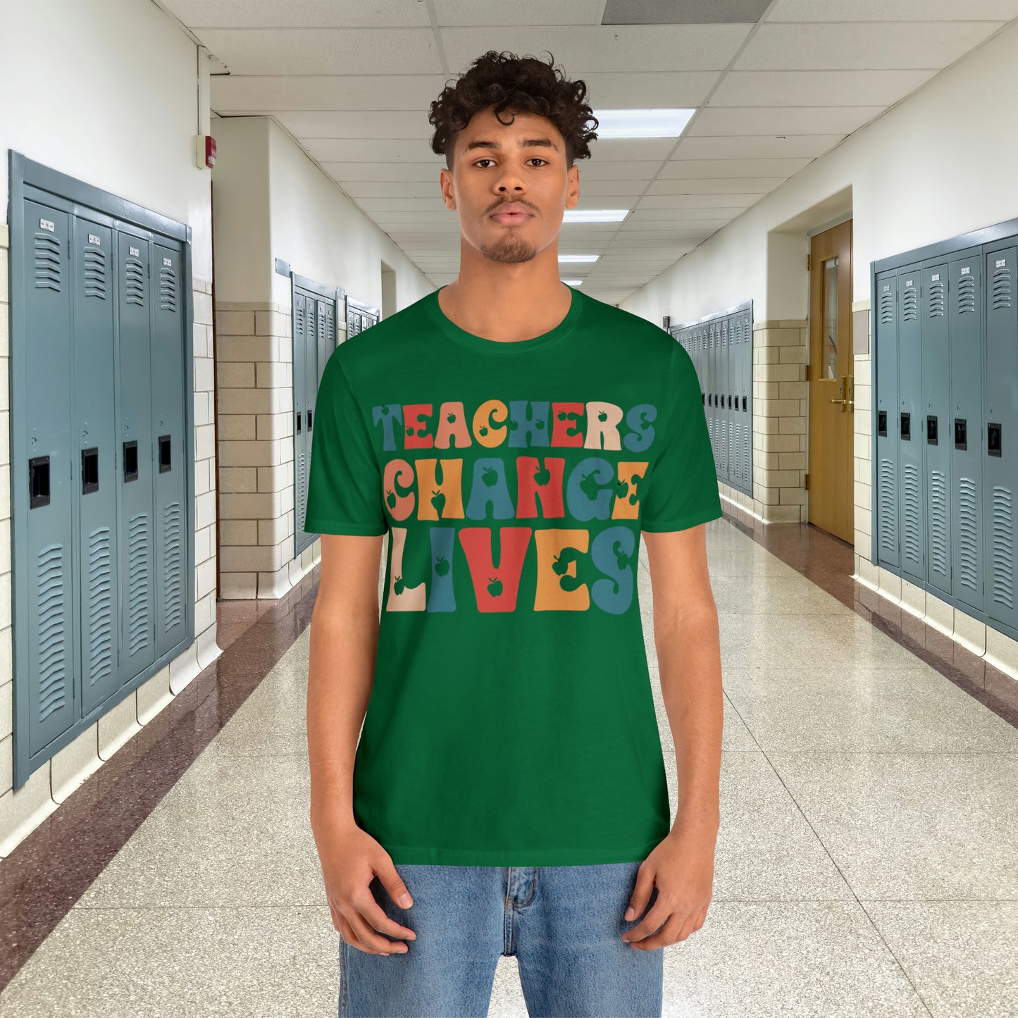 Colorful Teachers Change Lives Back to School Unisex Jersey Short Sleeve Tee Gifts for him, Gifts for Her