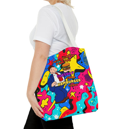 Abstract Comic Pop  AOP Tote Bag featuring Wimpy and his beloved hamburger
