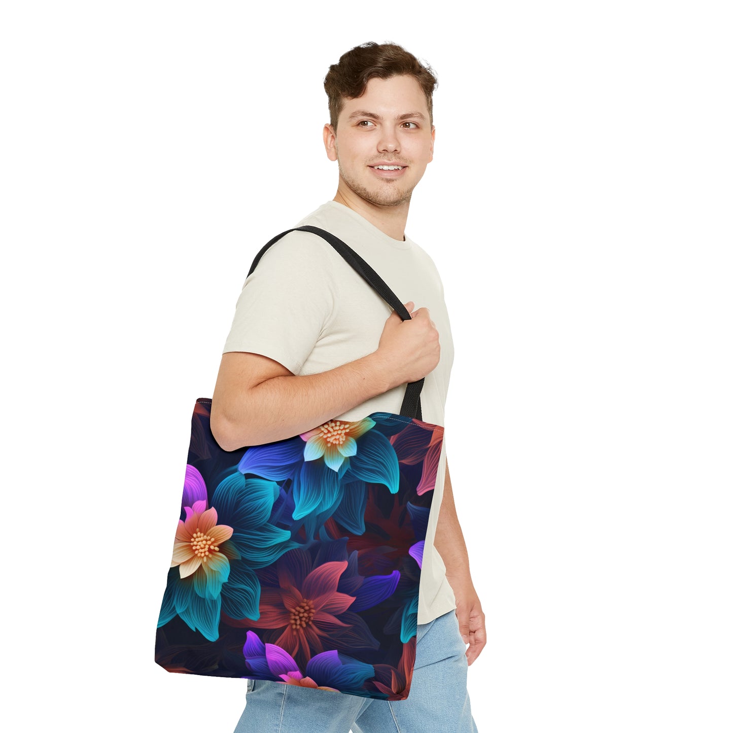 Neon Bloom Extravaganza All Over Print Tote Bag