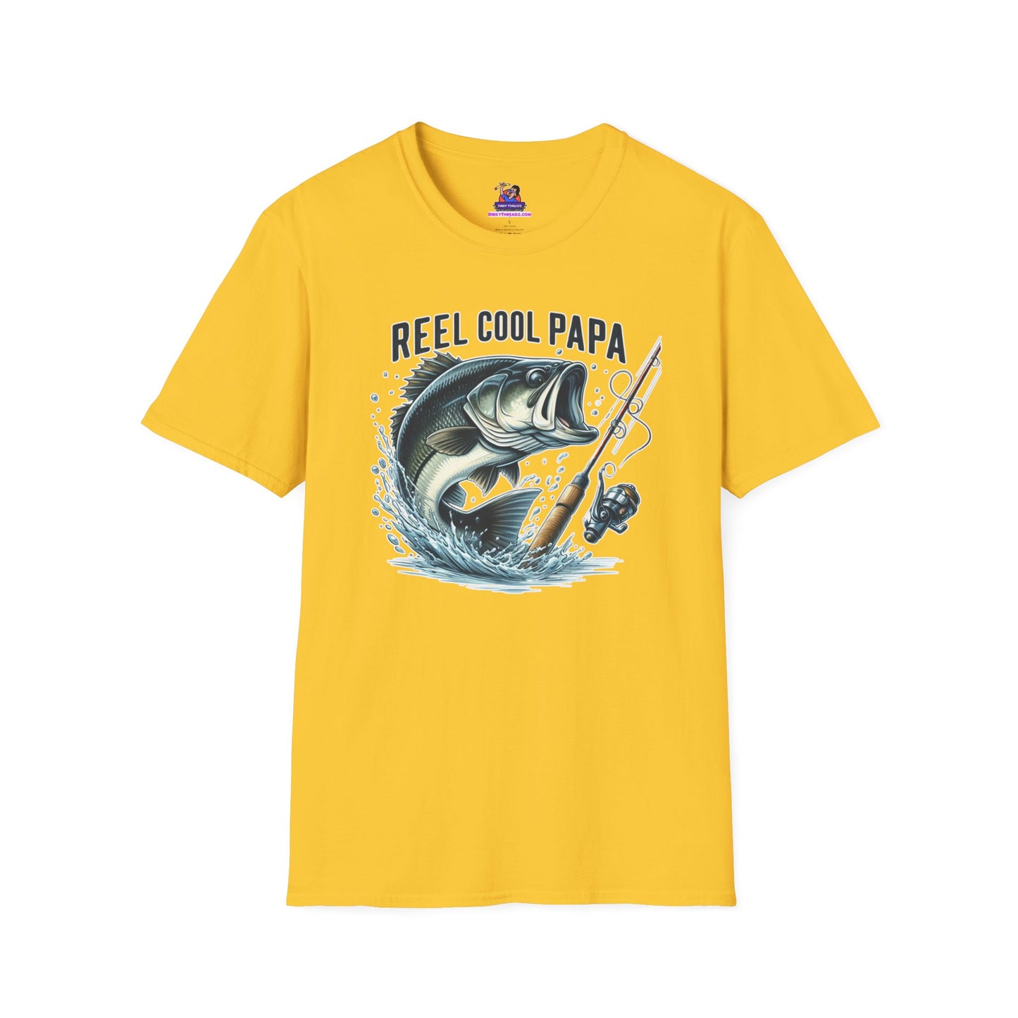 Reel Cool Papa Unisex Softstyle T-Shirt Fishing humor, Fisherman Gift Pun T-Shirt Funny Fish Tee Fishy Vibes Unique Unisex Tee