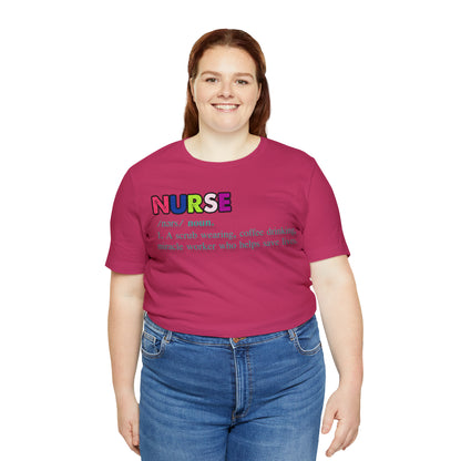 Definition of a Nurse Unisex Jersey Tee Bella+Canvas 3001 Healthcare Gift Medical Students, Soft Fabric, Various Sizes Available