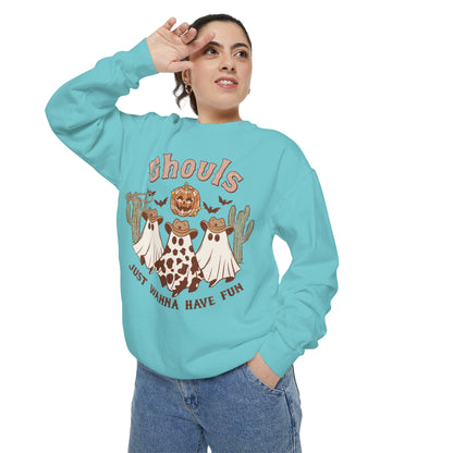 Ghouls Just Wanna Have Fun Western Halloween Unisex Garment-Dyed Sweatshirt