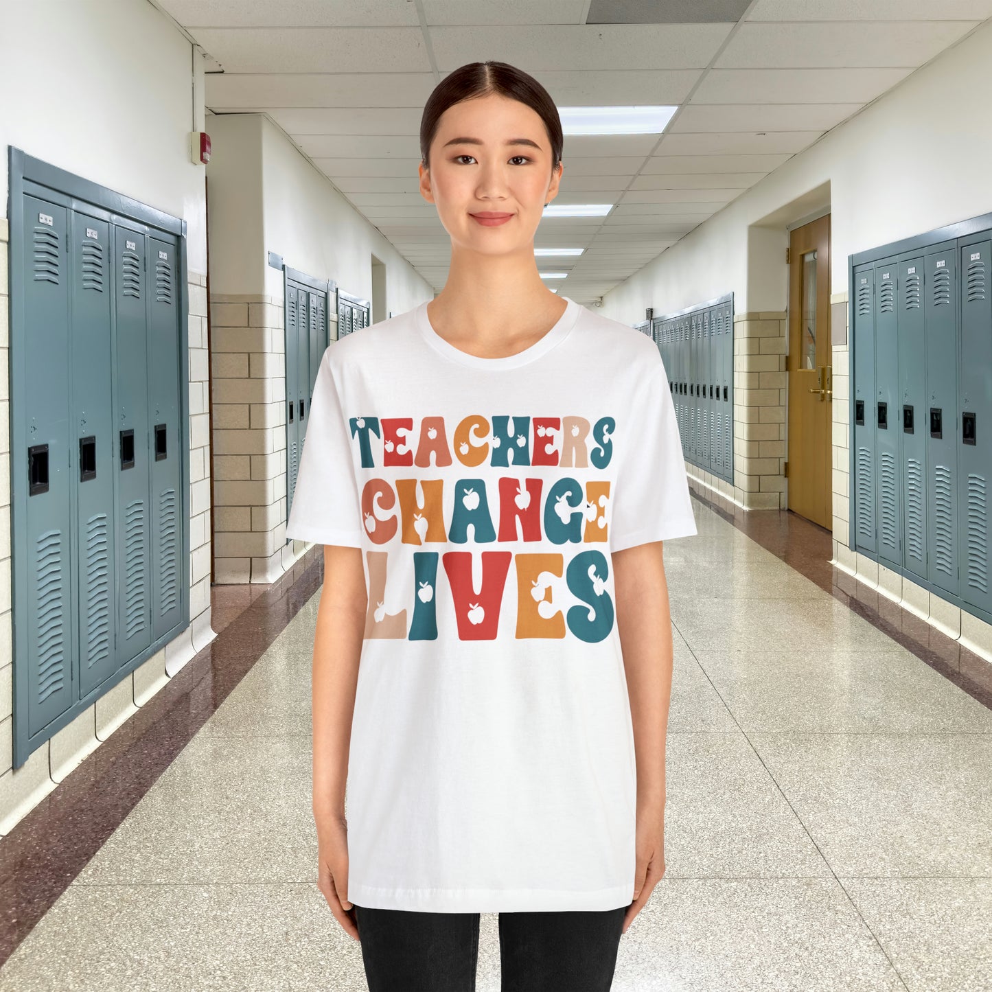 Colorful Teachers Change Lives Back to School Unisex Jersey Short Sleeve Tee Gifts for him, Gifts for Her
