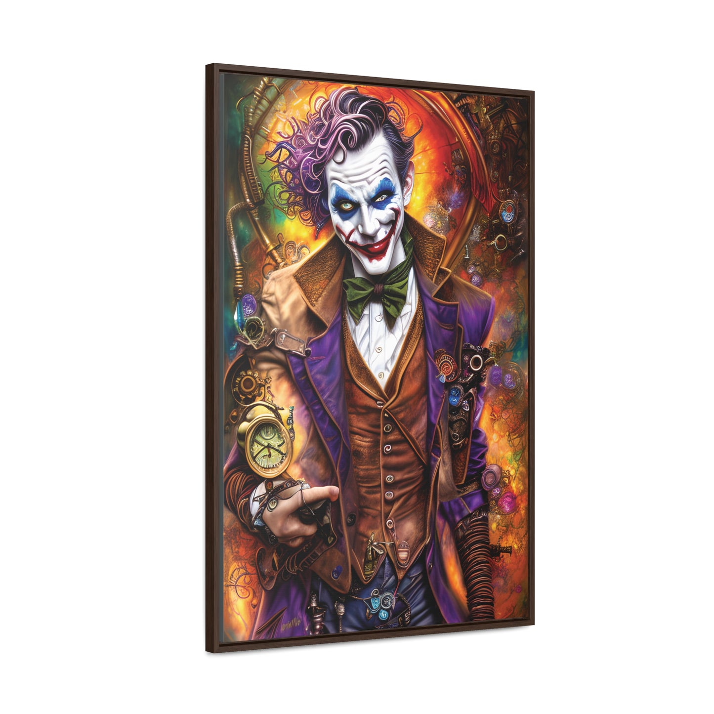 Steampunk-Joker-Hearts-Tribal-Fractal Gallery Canvas Wraps, Vertical Frame