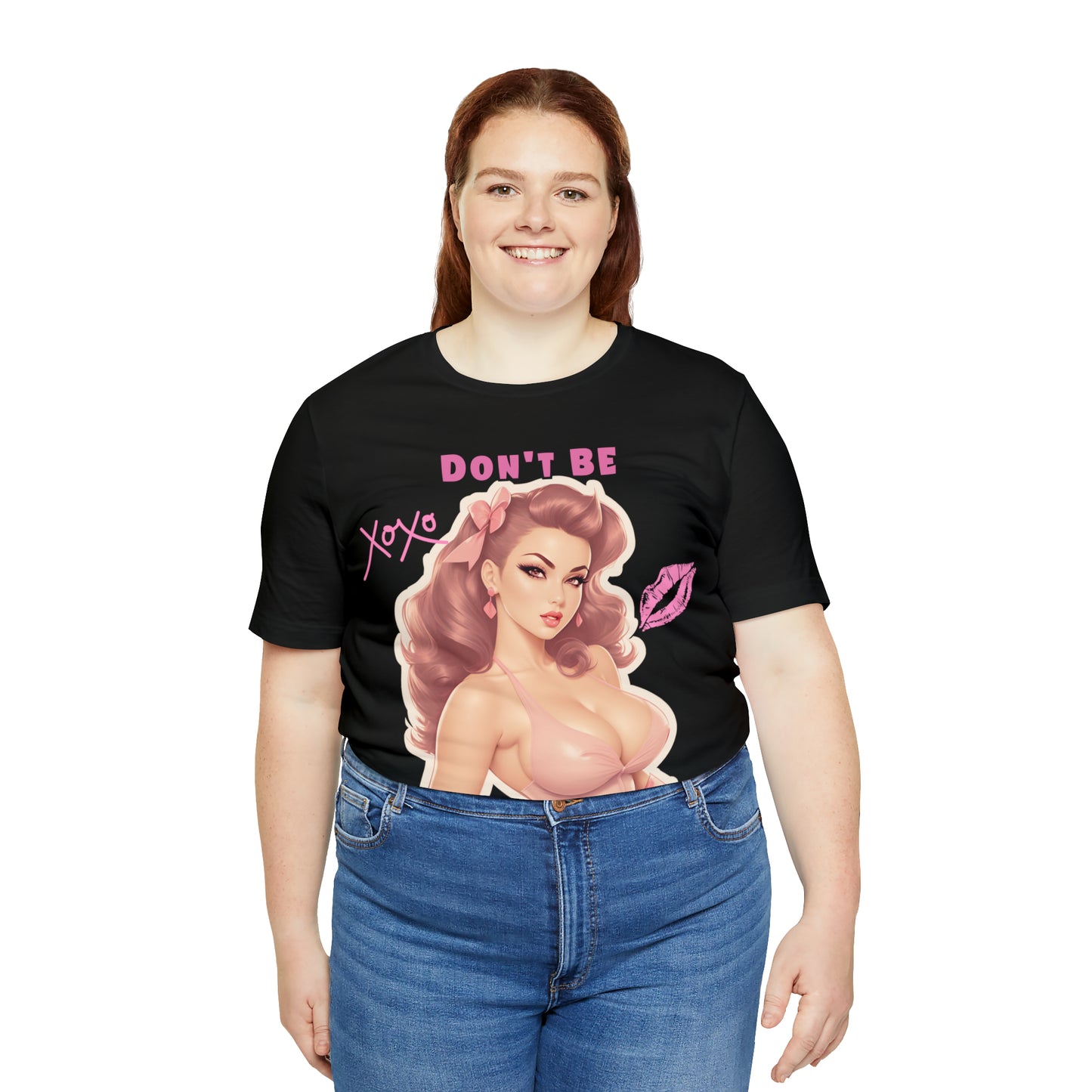 Timeless Elegance: Vintage Pink Pinup Girl "Don't Be Jealous" on a Bella+Canva 3001 Unisex Jersey T-Shirt - A Must-Have Gift for her