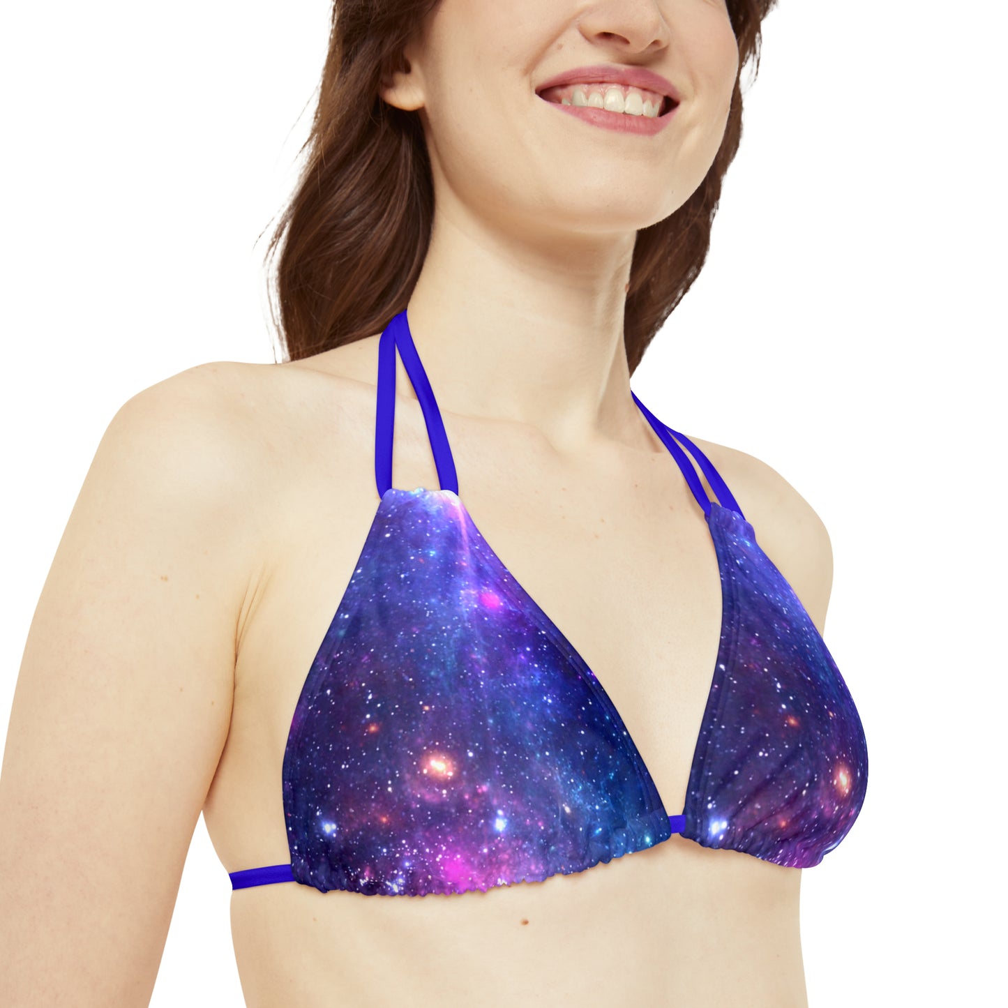 Purple Beyond the Stars Outer Space Out of this World Strappy Bikini Set (AOP)