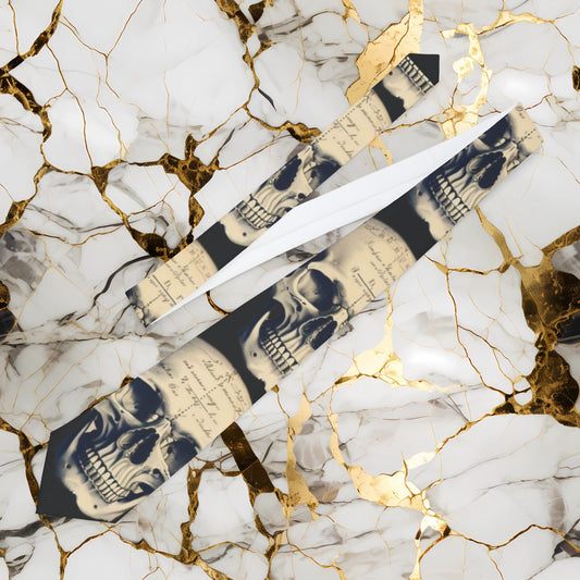 Vintage Skull Pattern Necktie — Gothic Retro Skeleton Print Tie