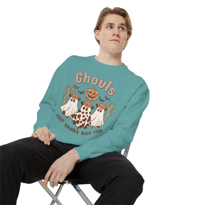 Ghouls Just Wanna Have Fun Western Halloween Unisex Garment-Dyed Sweatshirt