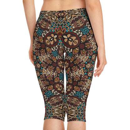Boho Bliss: Vibrant Print Women's Leggings Women's Capri Leggings (AOP)