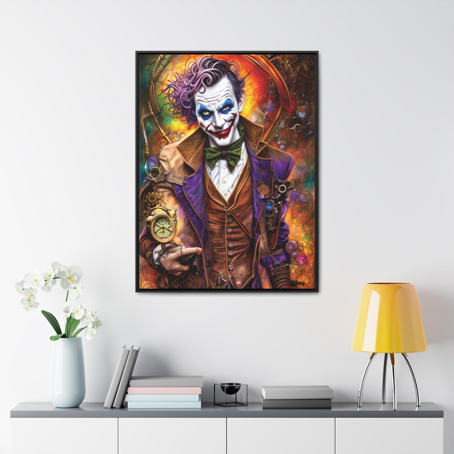 Steampunk-Joker-Hearts-Tribal-Fractal Gallery Canvas Wraps, Vertical Frame