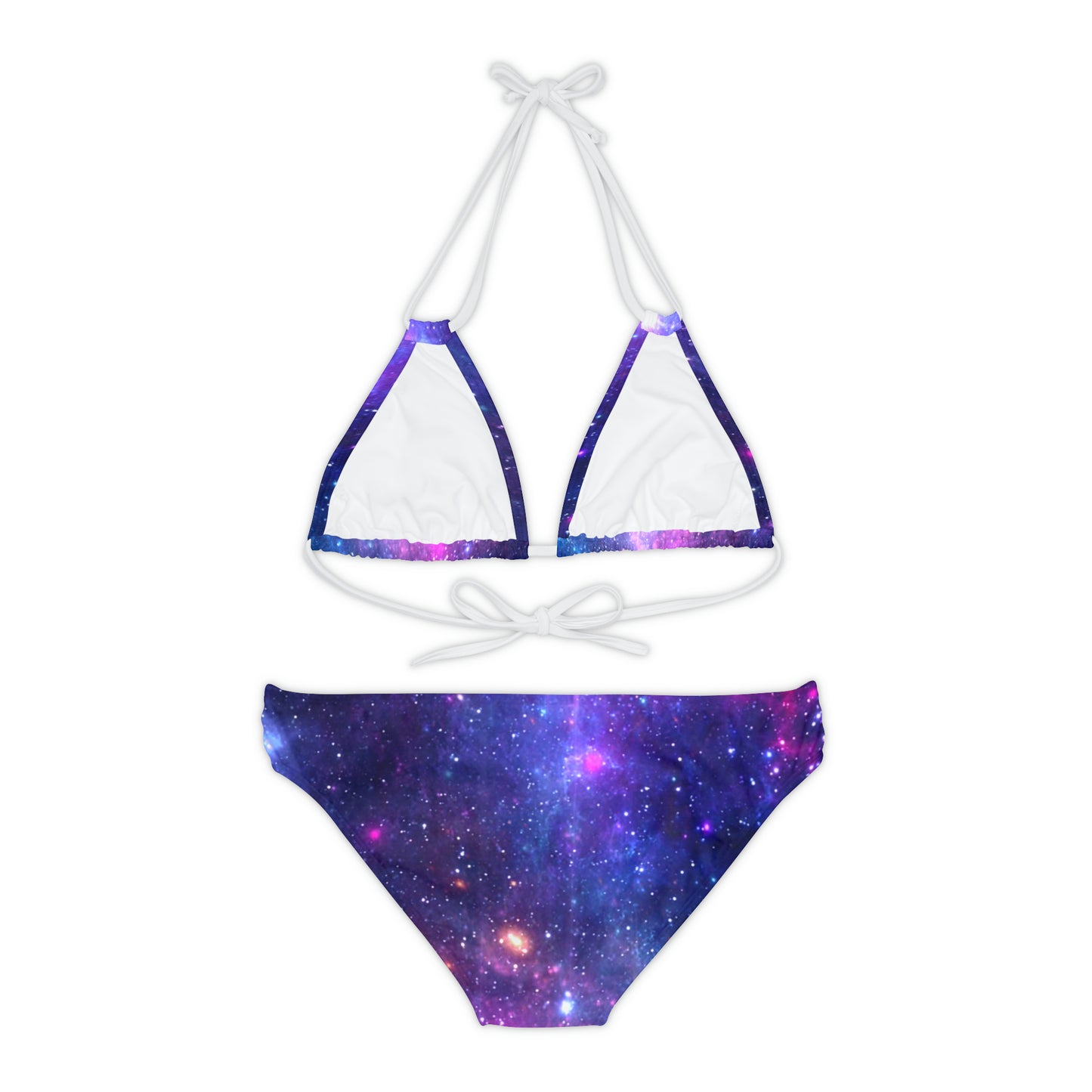 Purple Beyond the Stars Outer Space Out of this World Strappy Bikini Set (AOP)