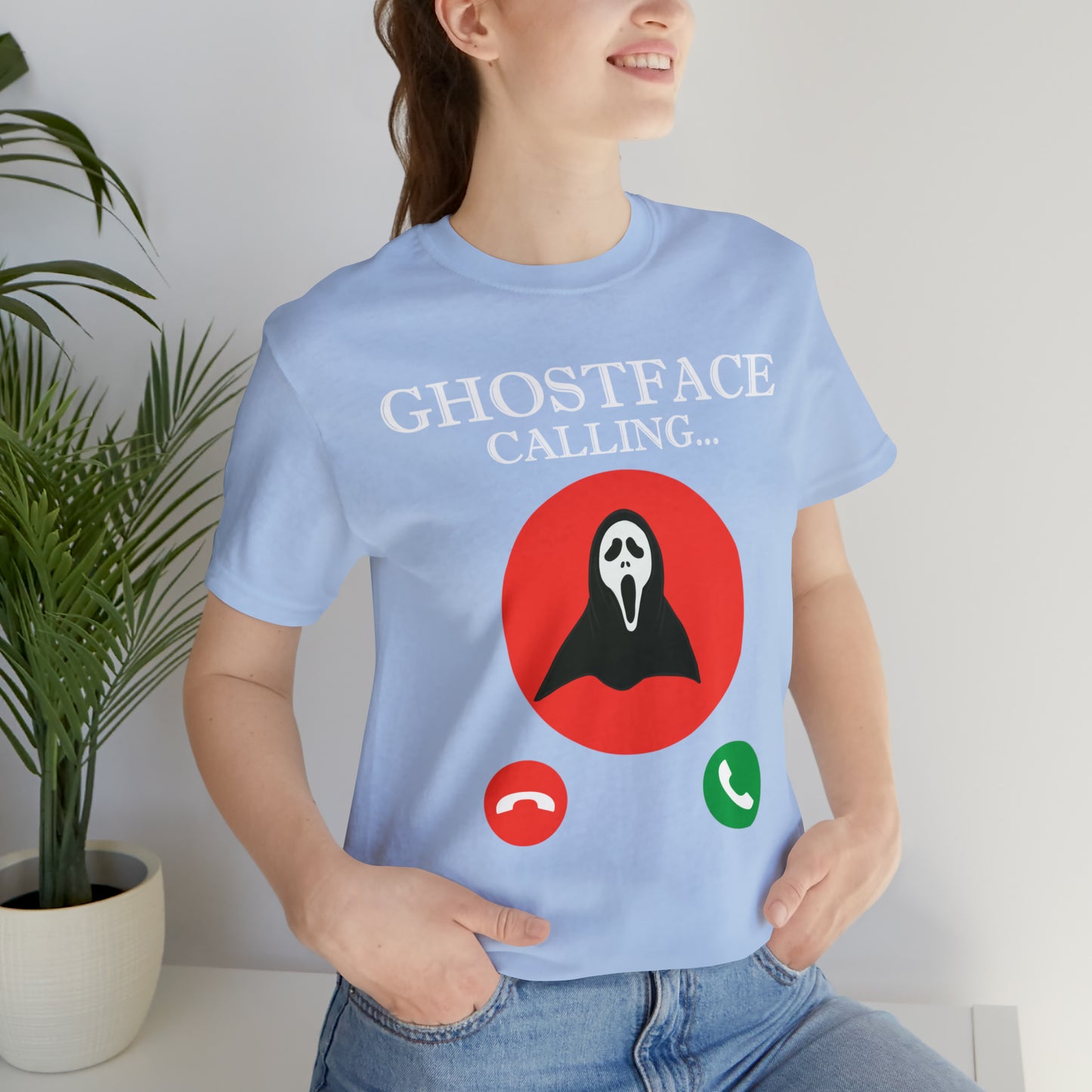 Ghost Face is Calling Halloween Unisex Jersey Short Sleeve Tee Gifts For her Gifts for Him