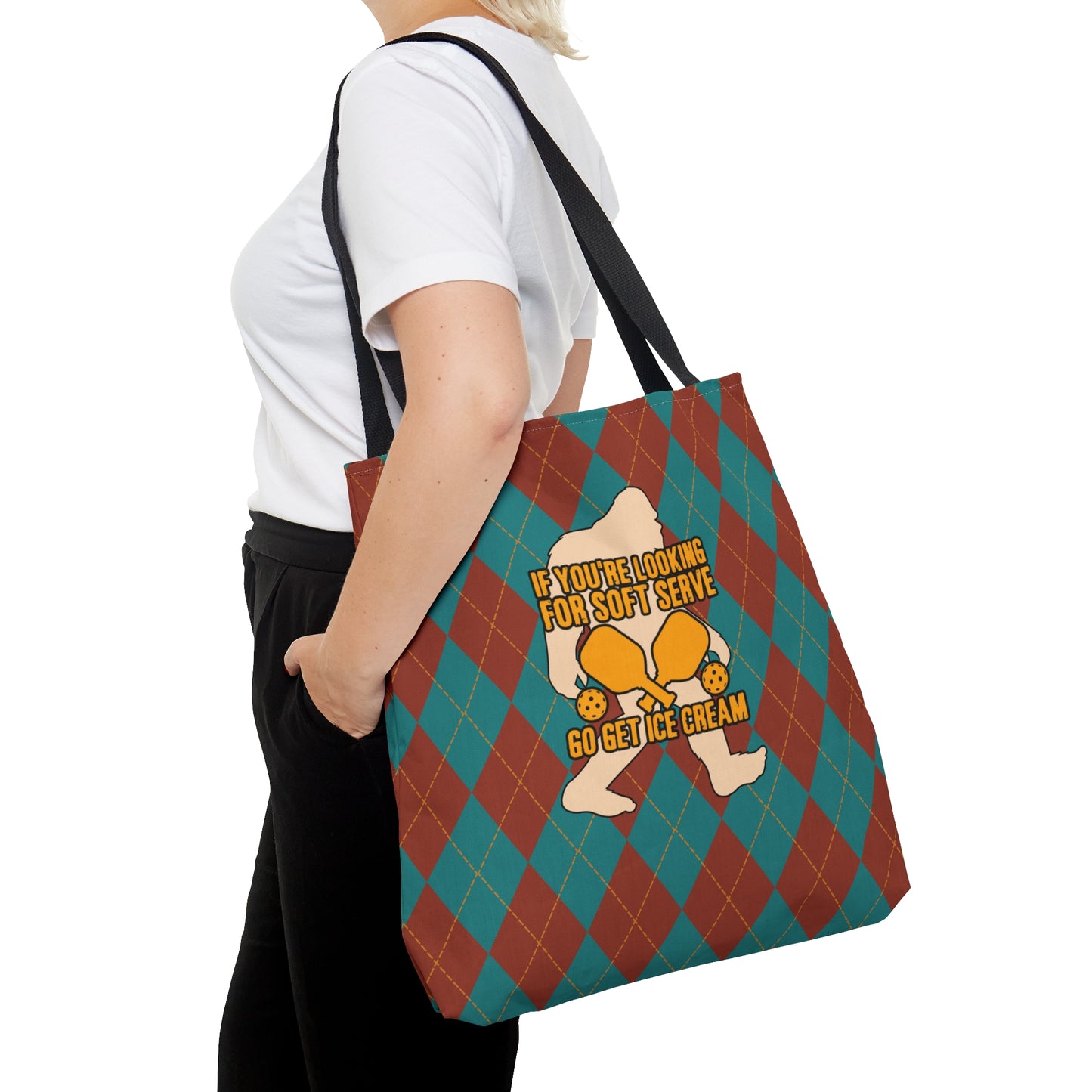 Vintage Rhombus Bigfoot Pickleball AOP Tote Bag - Tote Your Style with a Twist of Humor!