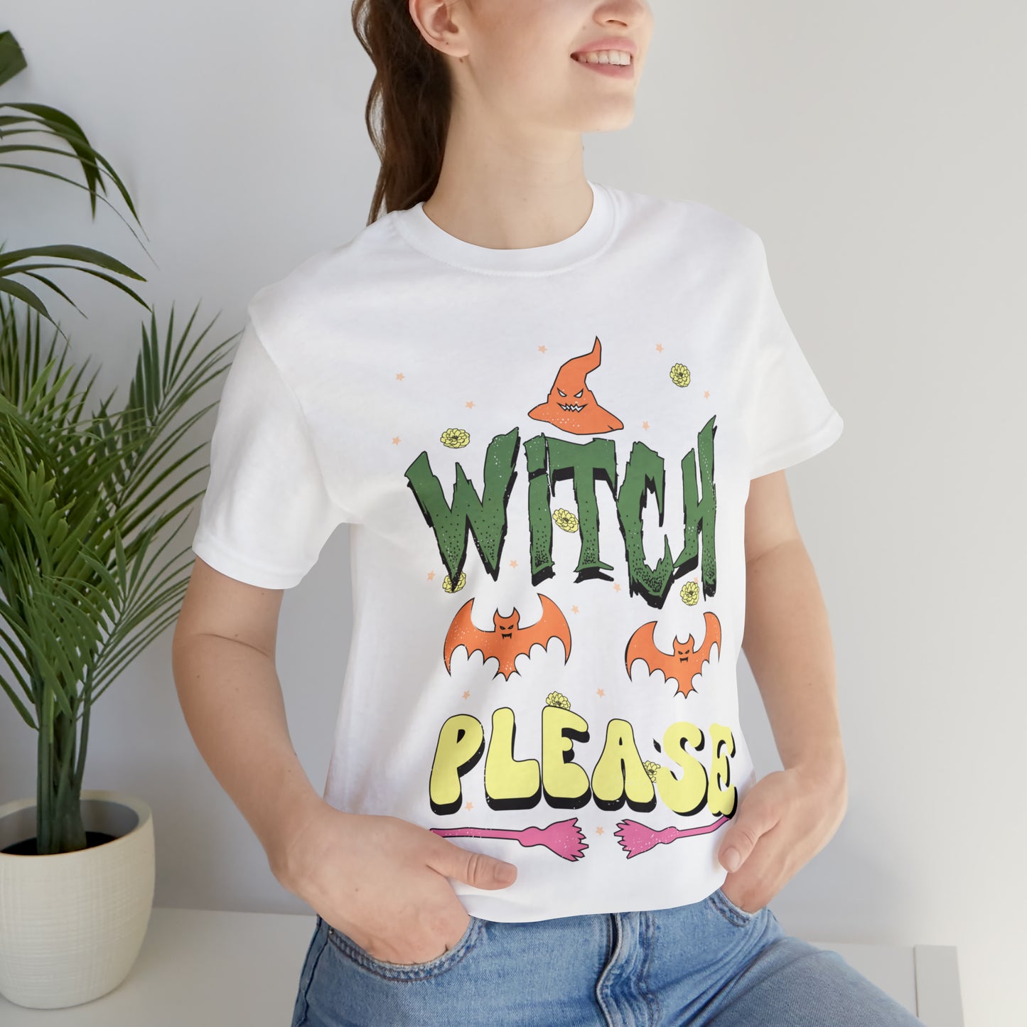 Witch Please Retro Groovy Halloween Unisex Jersey Short Sleeve Tee Gifts for Her Gifts for him