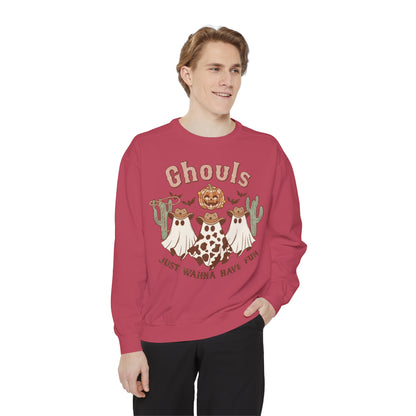 Ghouls Just Wanna Have Fun Western Halloween Unisex Garment-Dyed Sweatshirt