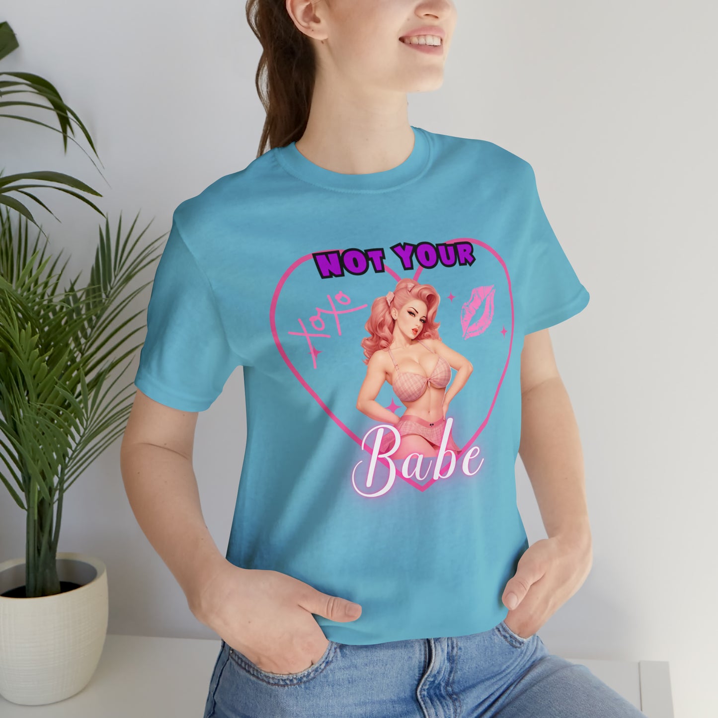 Vintage Pink Pinup Girl "Not Your Babe" on a Bella+Canva 3001 Unisex Jersey T-Shirt - A Must-Have Gift for her