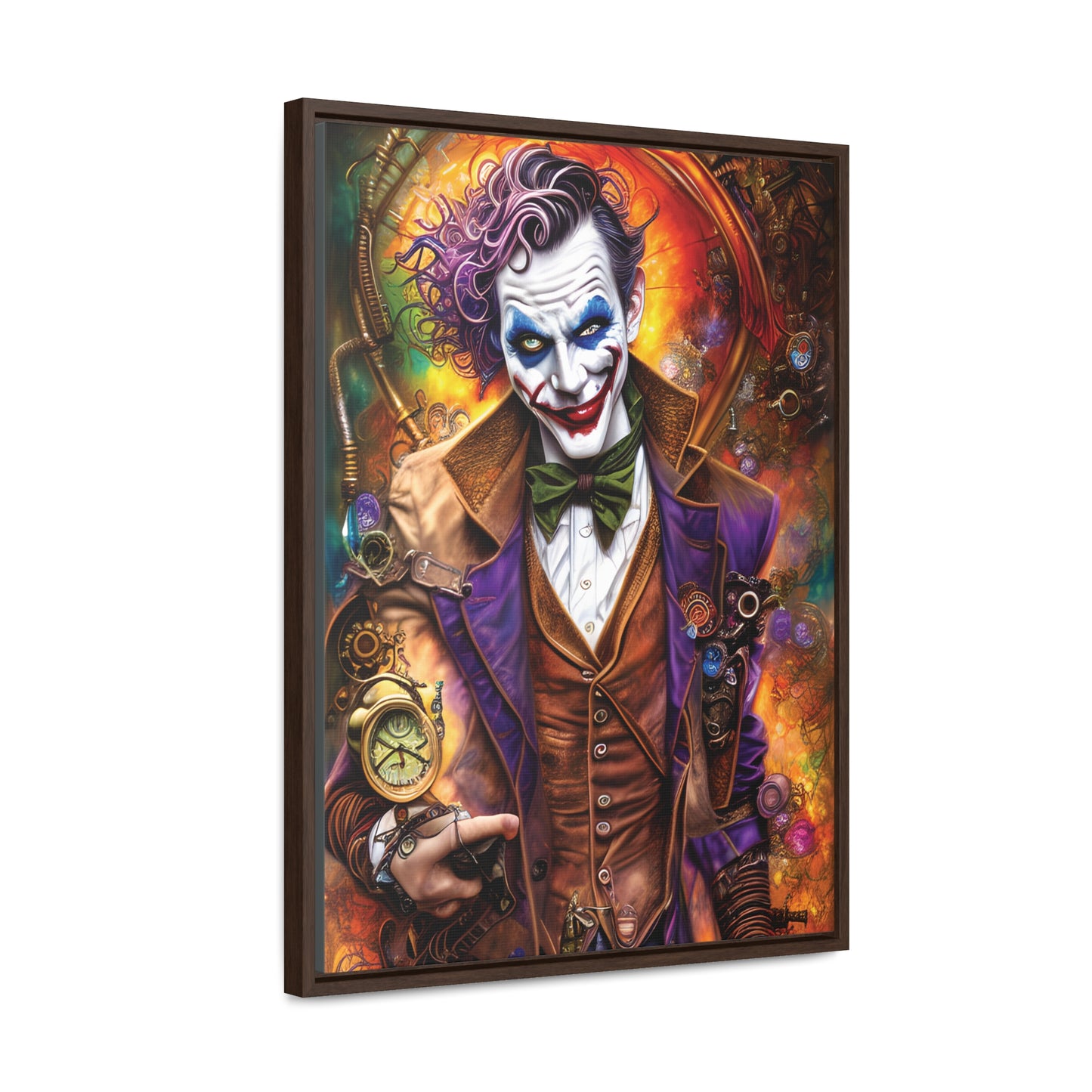 Steampunk-Joker-Hearts-Tribal-Fractal Gallery Canvas Wraps, Vertical Frame