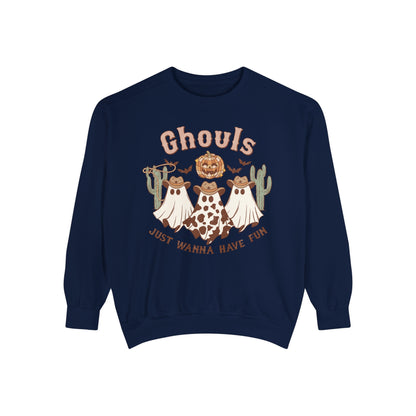 Ghouls Just Wanna Have Fun Western Halloween Unisex Garment-Dyed Sweatshirt