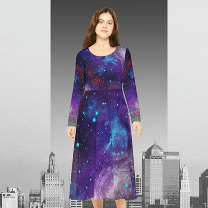 Outer Space Out of this World Women's Long Sleeve Dance Dress (AOP)