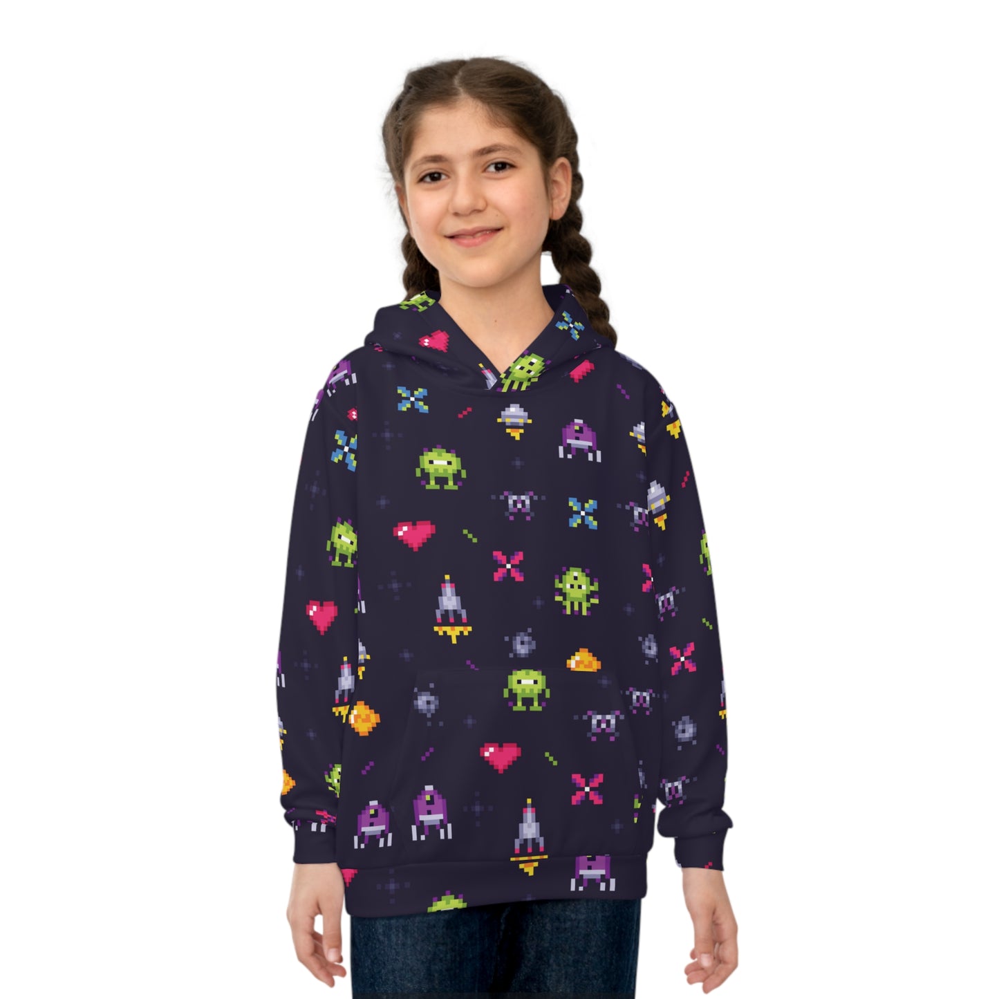 Old Game 8 Bit Children's Hoodie (AOP) Gifts for Him Gifts For Her