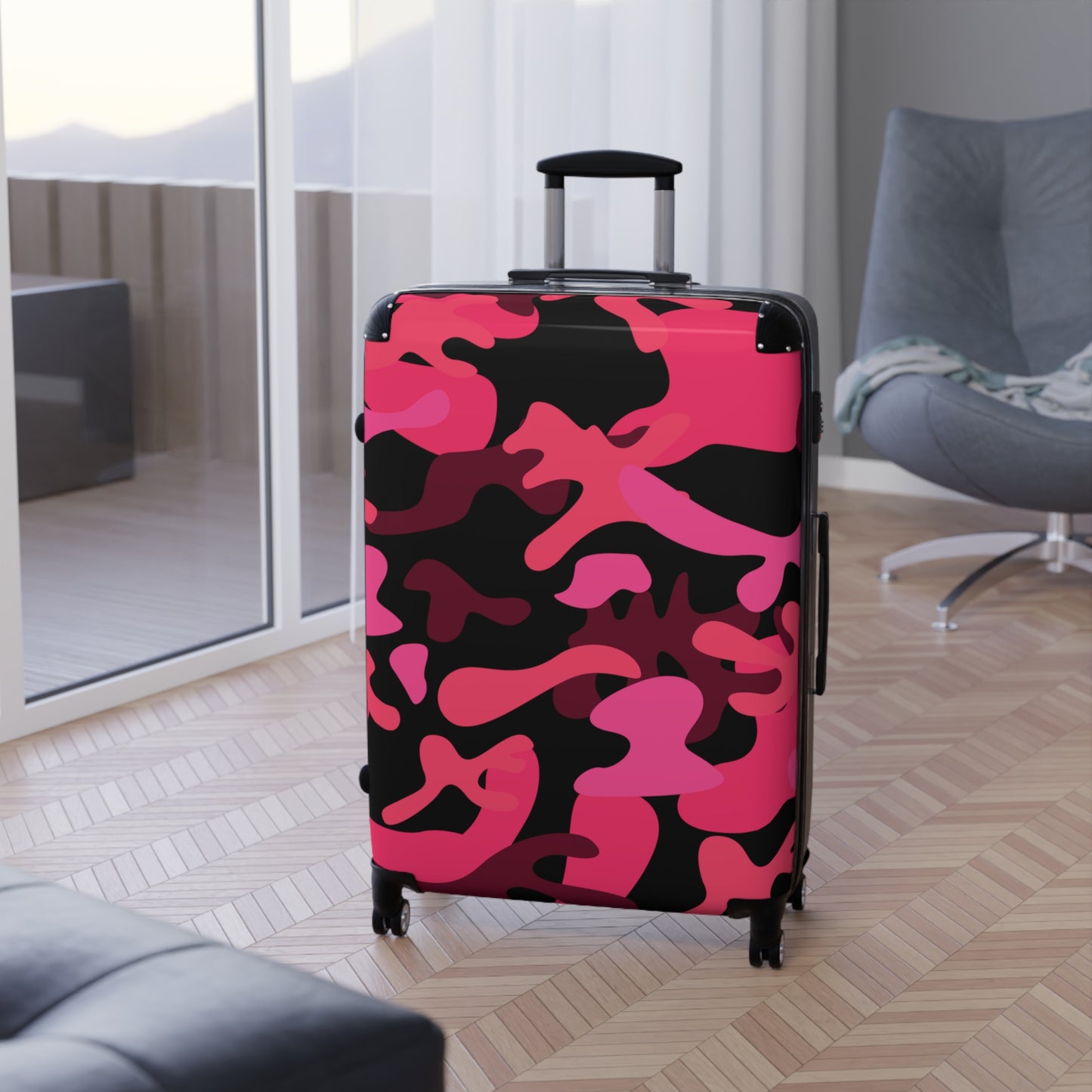 Colorful Pink Camo Suitcase