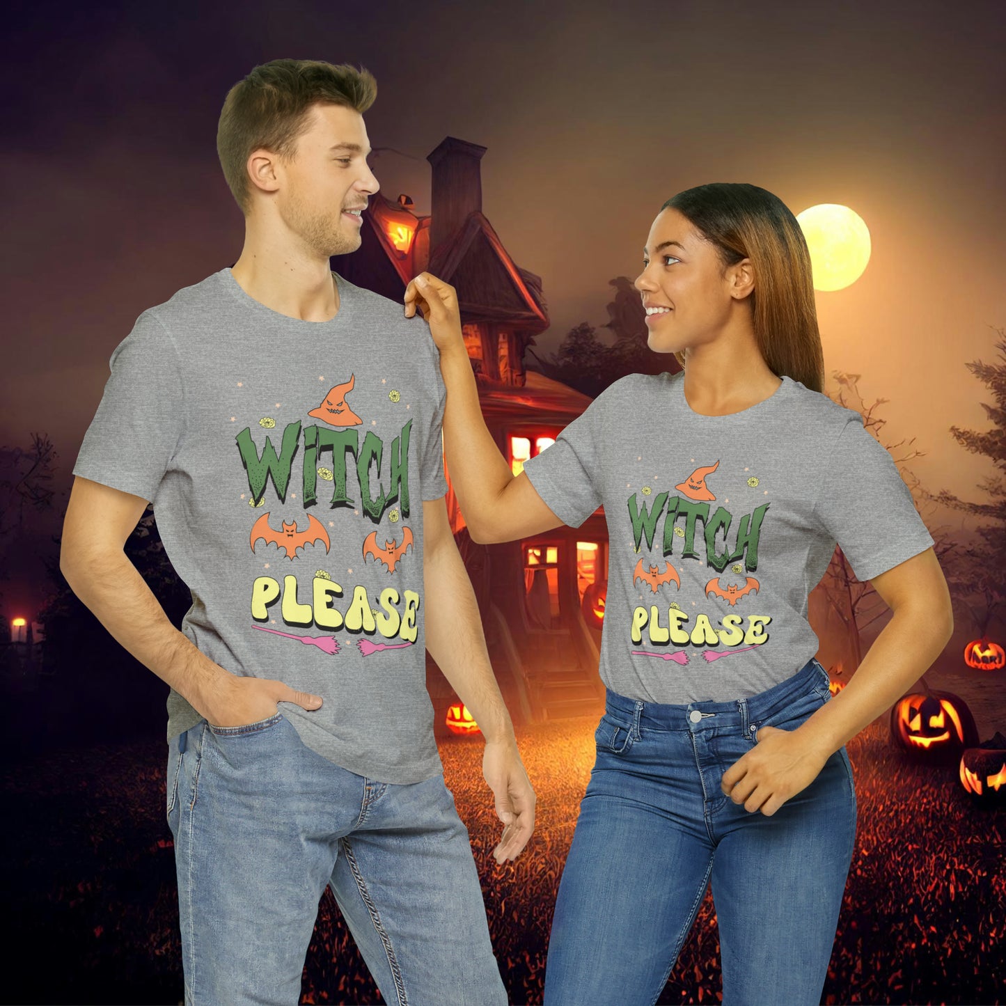 Witch Please Retro Groovy Halloween Unisex Jersey Short Sleeve Tee Gifts for Her Gifts for him