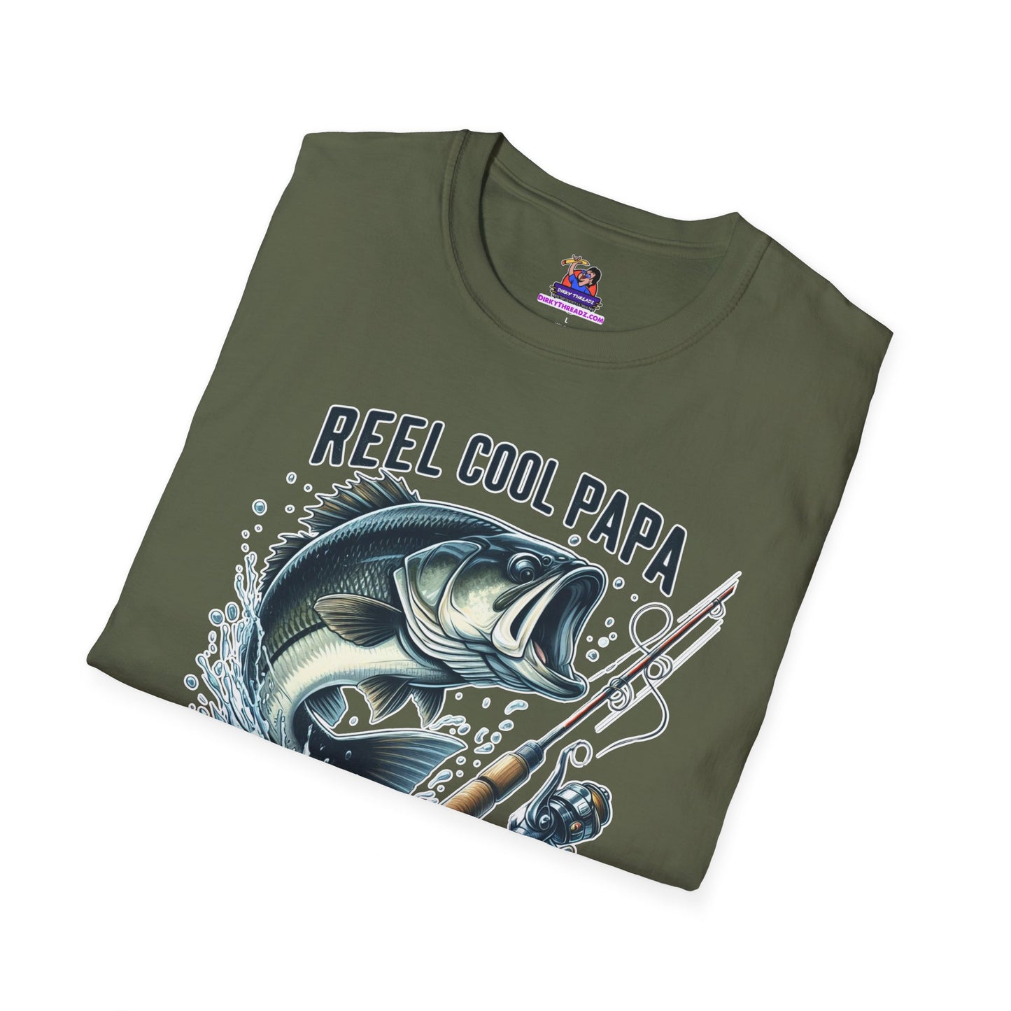 Reel Cool Papa Unisex Softstyle T-Shirt Fishing humor, Fisherman Gift Pun T-Shirt Funny Fish Tee Fishy Vibes Unique Unisex Tee