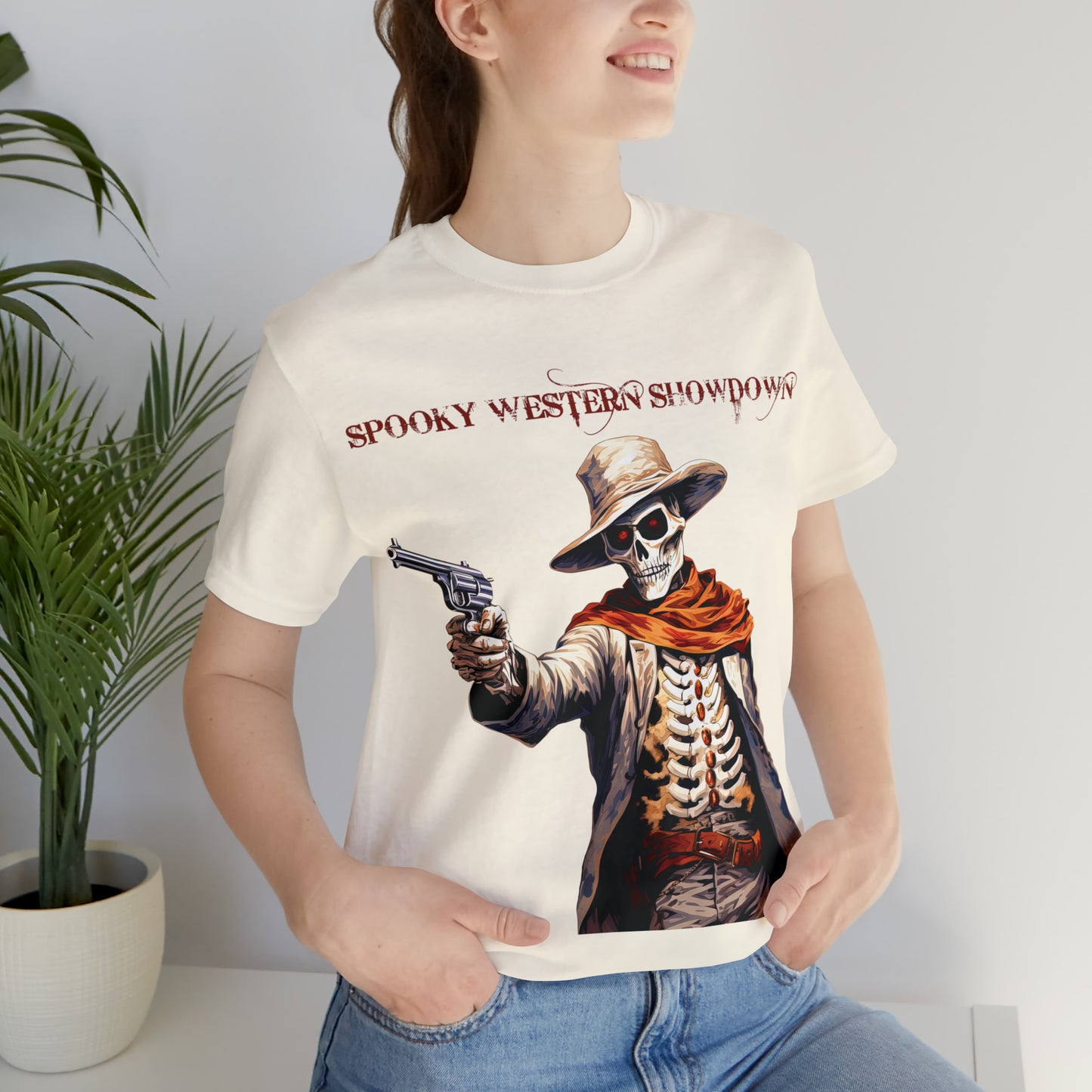 Spooky Western Showdown Western Halloween Unisex Jersey Short Sleeve Tee Gifts For Her Gifts For Him