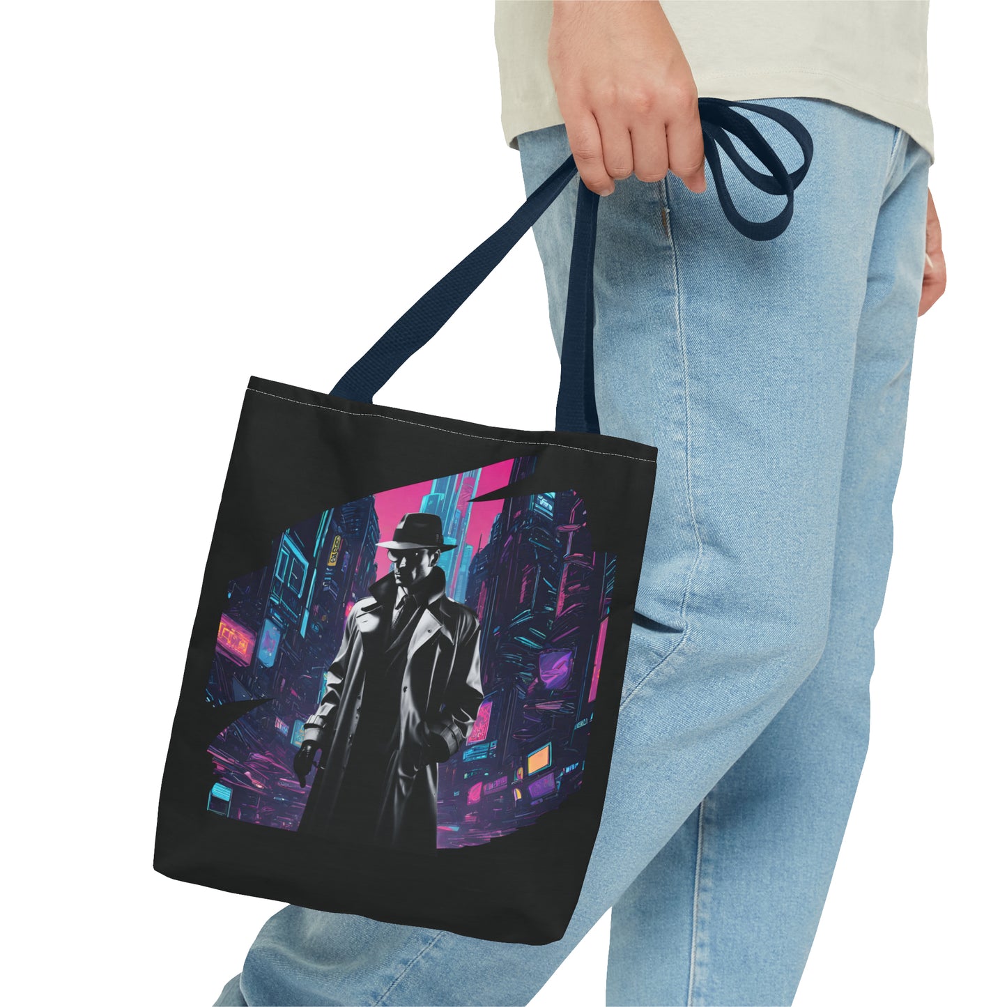 Cyberpunk Chic  Film Noir Detective AOP Tote Bag