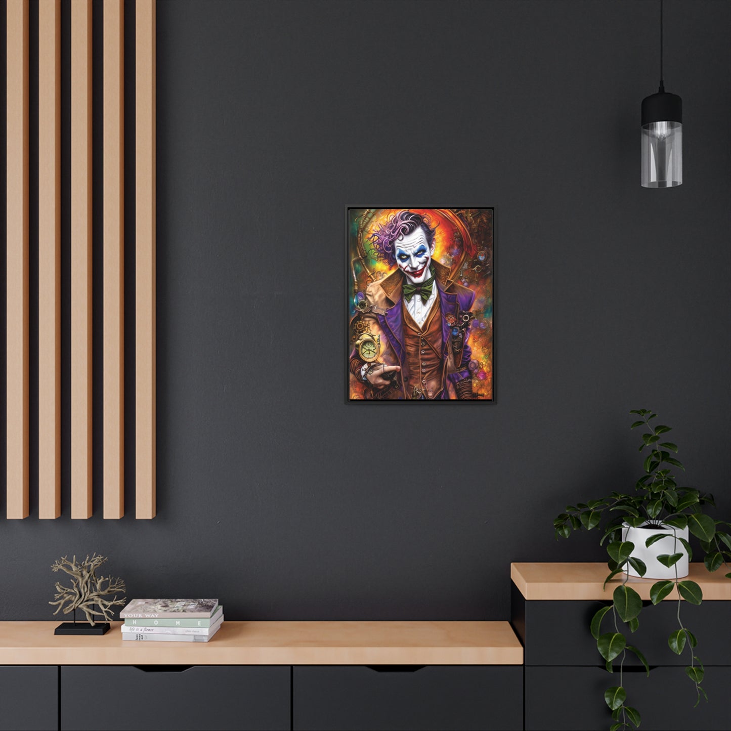 Steampunk-Joker-Hearts-Tribal-Fractal Gallery Canvas Wraps, Vertical Frame