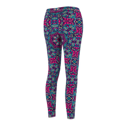 Green & Pink Boho Harmony Leggings Women's Cut & Sew Casual Leggings (AOP)