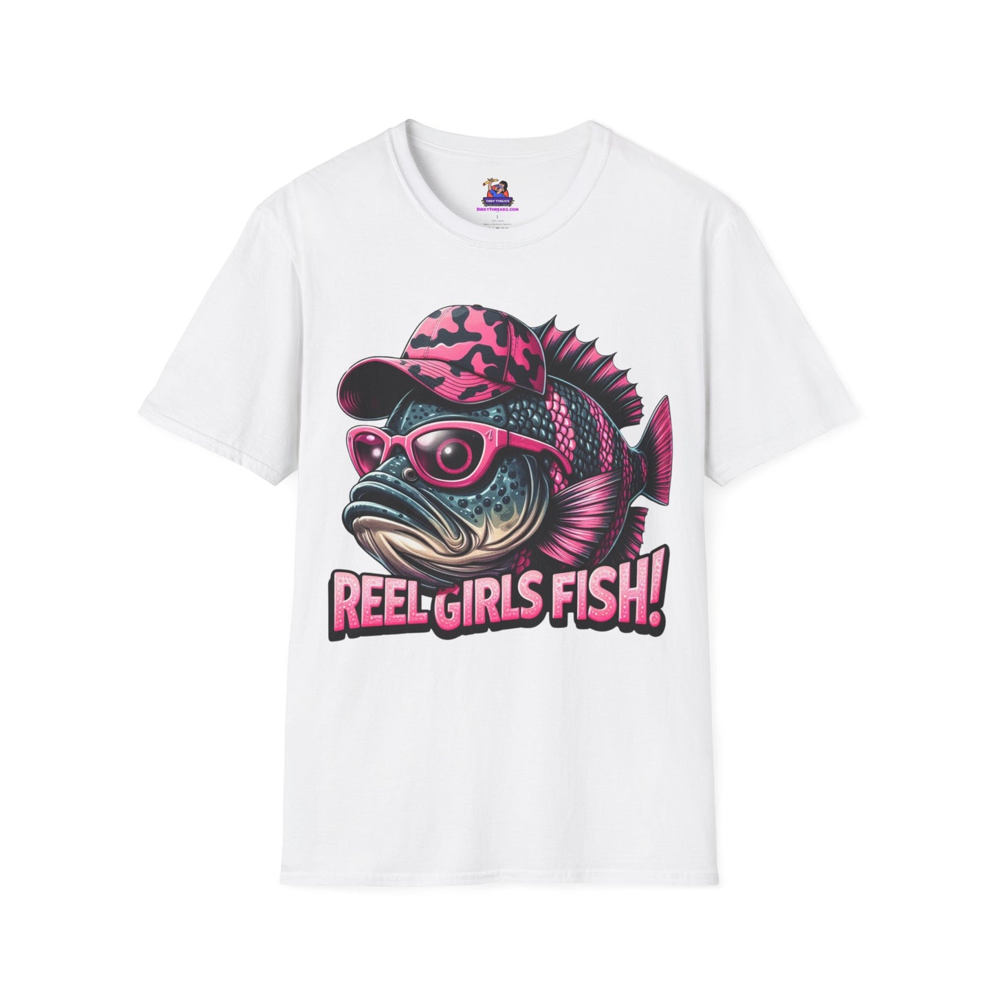 Reel Girls Fish! Unisex Softstyle T-Shirt Fishing humor, Fisherman Gift Pun T-Shirt Funny Fish Tee Fishy Vibes Unique Unisex Tee