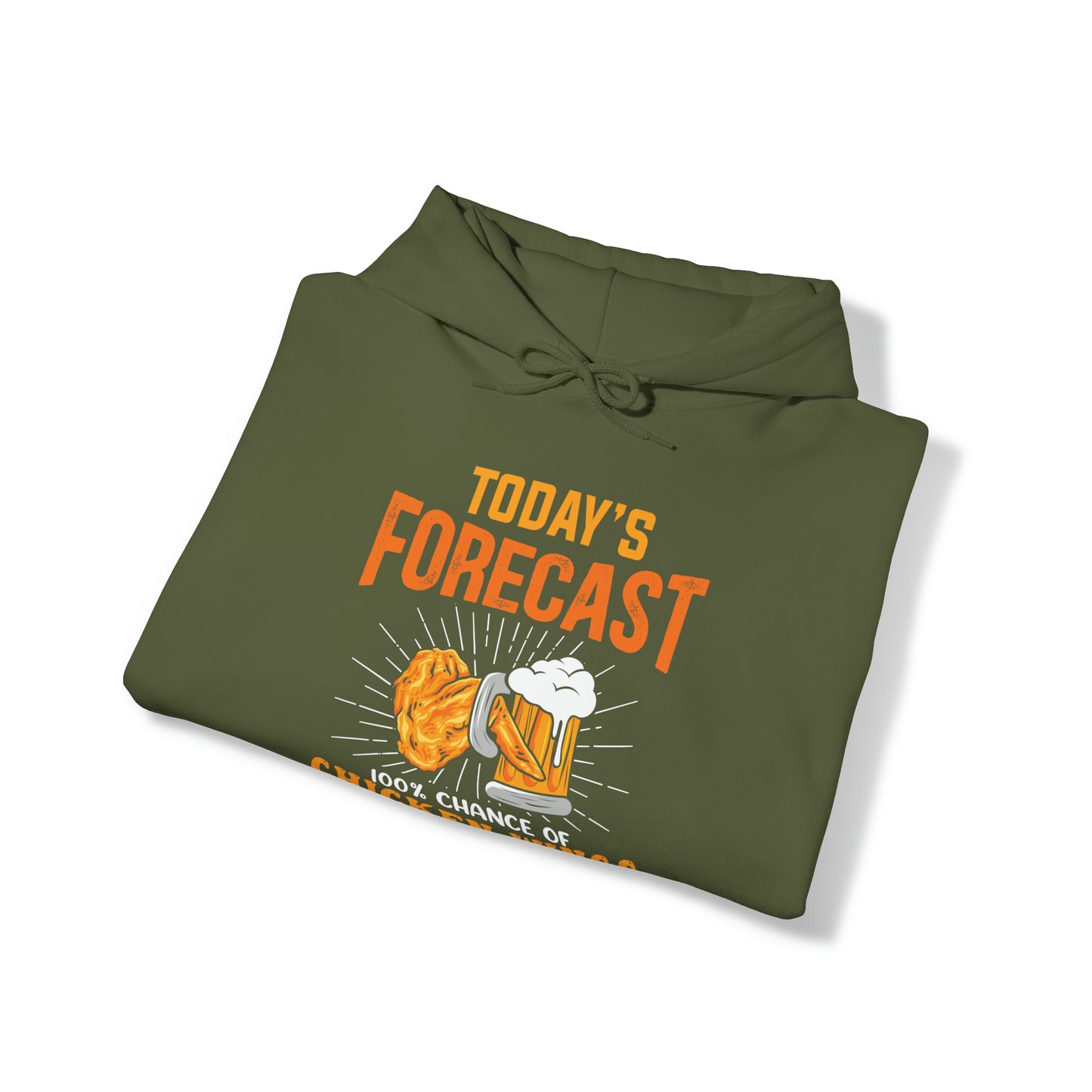 Today's Forecast 100% Chance of Chicken Wings and Beer Unisex Heavy Blend™ Hooded Sweatshirt