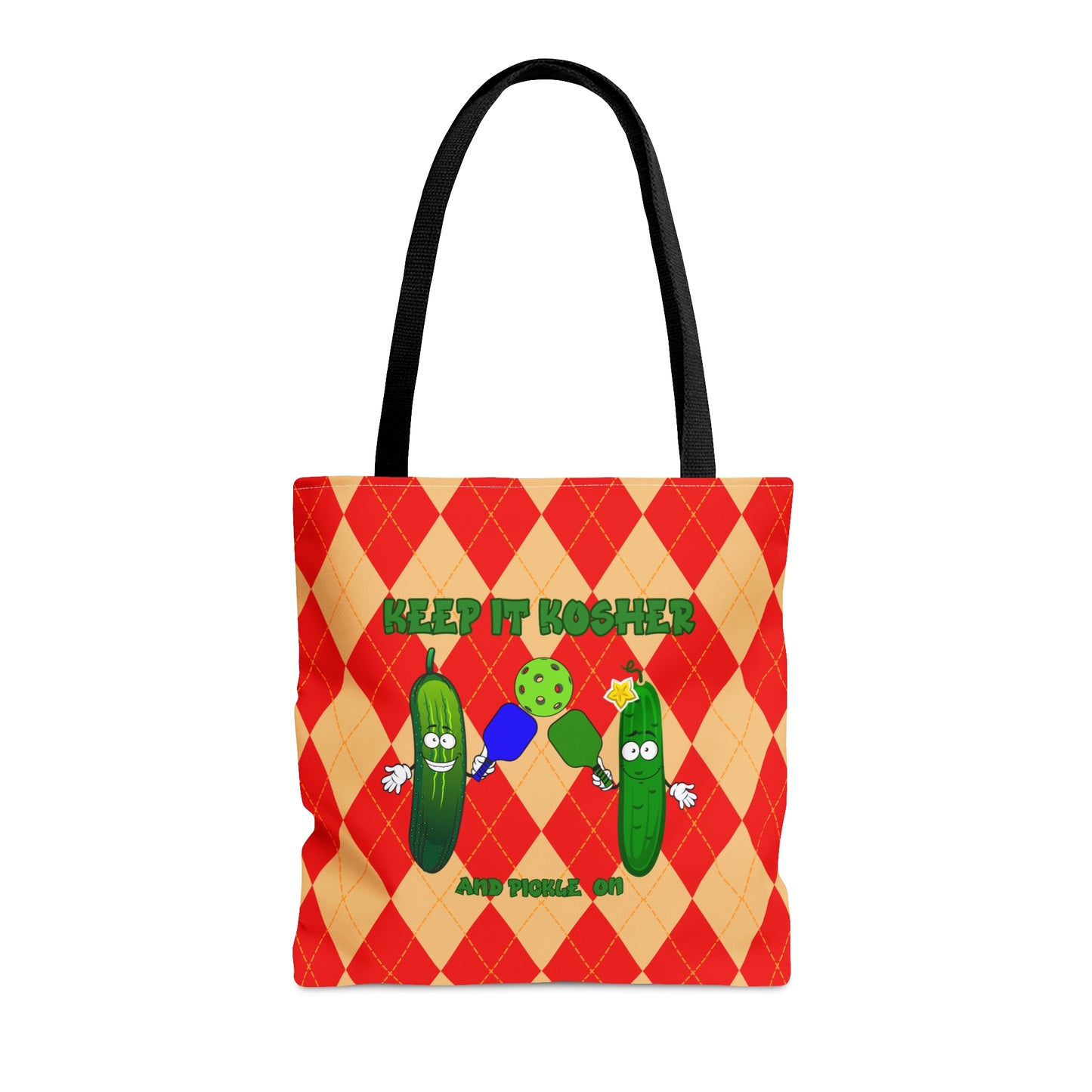 Vintage Rhombus Pickles Pickleball AOP Tote Bag - Keep it Kosher and Pickle ON in Style!