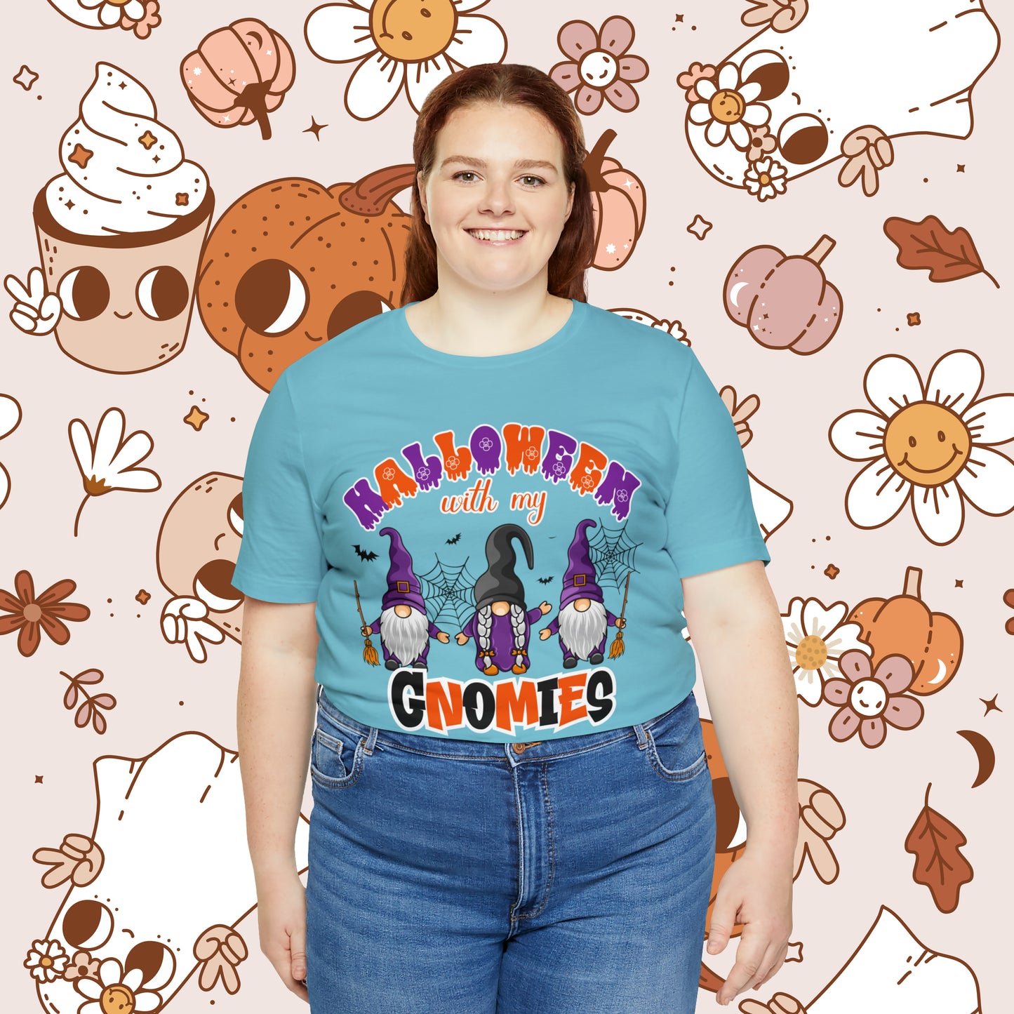 Halloween with my Gnomies Unisex Jersey Short Sleeve Tee Gifts for Him Gifts for Her