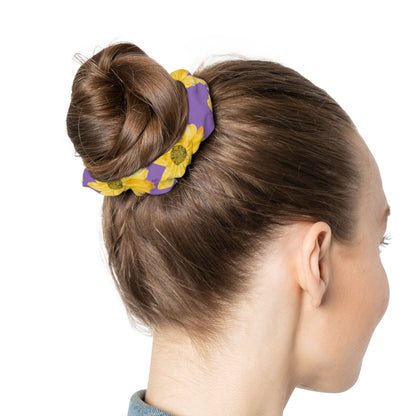 Flowers on a Purple Background Scrunchie
