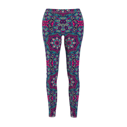 Green & Pink Boho Harmony Leggings Women's Cut & Sew Casual Leggings (AOP)