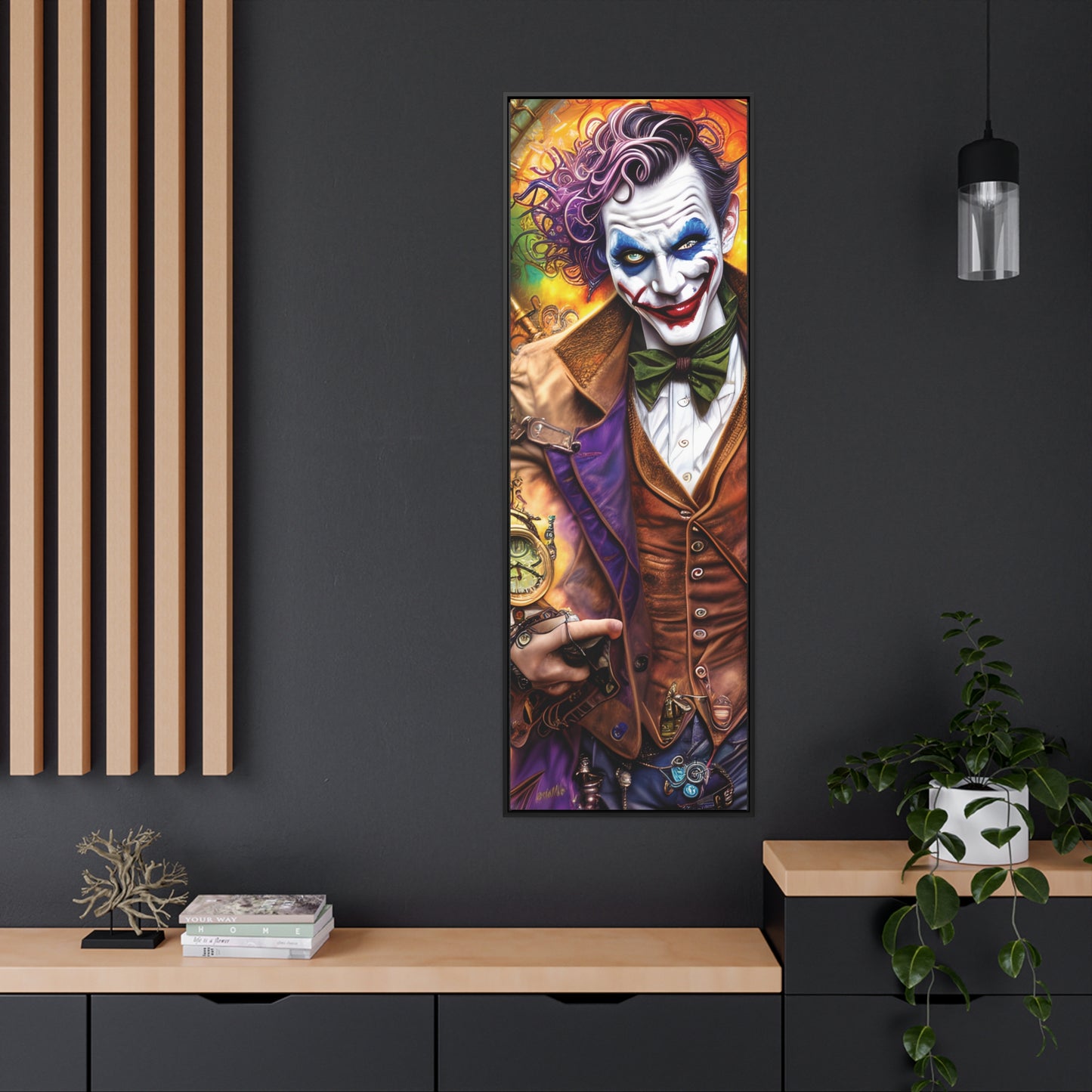 Steampunk-Joker-Hearts-Tribal-Fractal Gallery Canvas Wraps, Vertical Frame