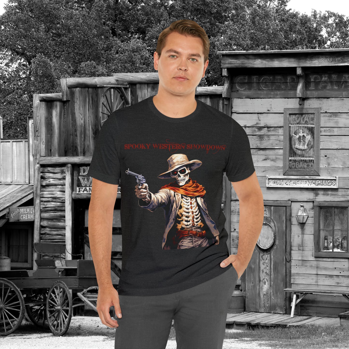 Spooky Western Showdown Western Halloween Unisex Jersey Short Sleeve Tee Gifts For Her Gifts For Him