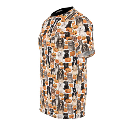 Halloween Dogs and Pumpkins Unisex Cut & Sew Tee (AOP)