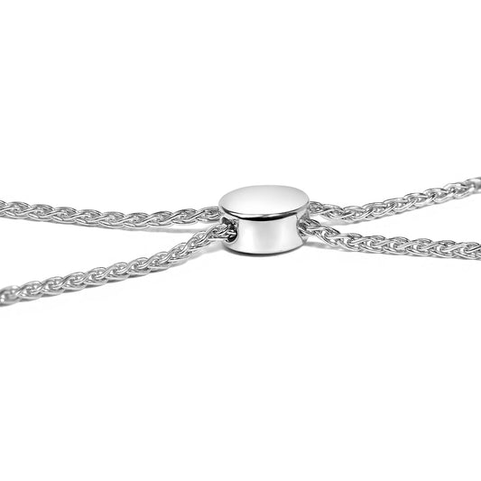 .925 Sterling Silver 1/2 Cttw Diamond Double Wave Bolo Bracelet