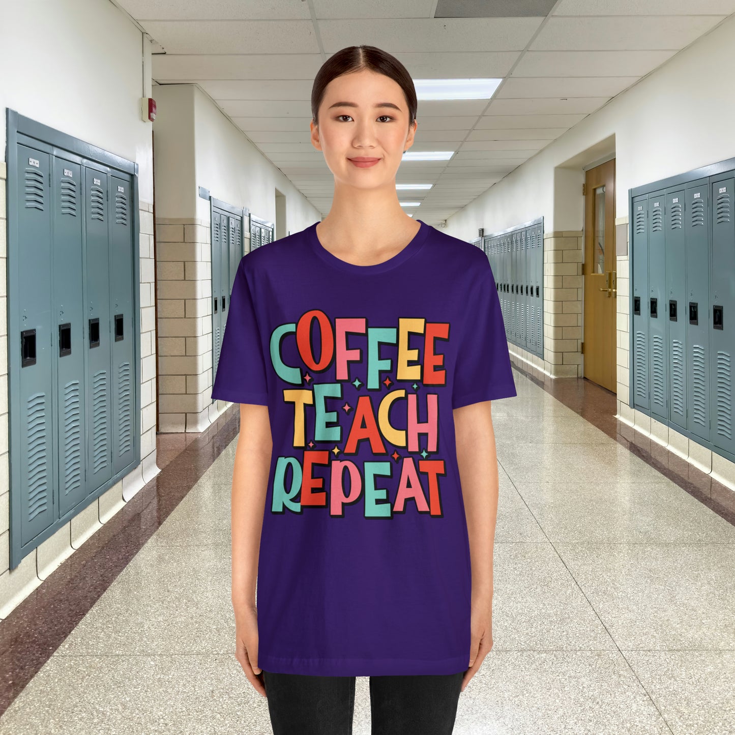 Coffee Teach Repeat Unisex Jersey Short Sleeve Tee