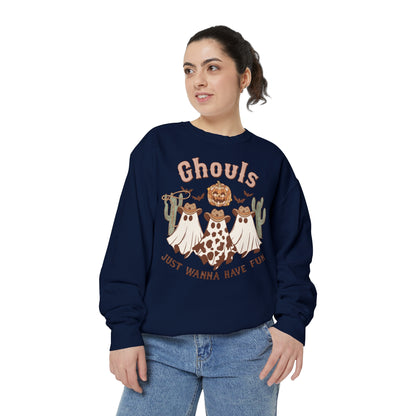 Ghouls Just Wanna Have Fun Western Halloween Unisex Garment-Dyed Sweatshirt