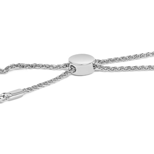 .925 Sterling Silver 1/2 Cttw Diamond Weave and Station Bolo Bracelet